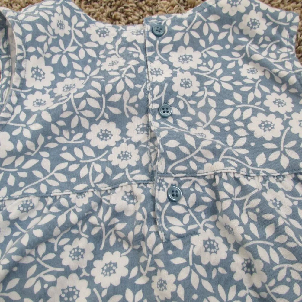 Carters 2 Pc Sleeveless Shirt Bloomer Outfit Girls 24M Blue Floral‎ Pullover